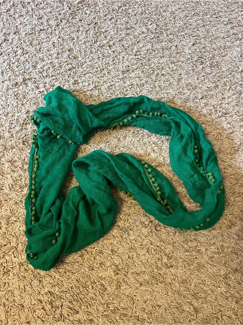 J. Crew Women’s Emerald Green Scarf with Pom Trim